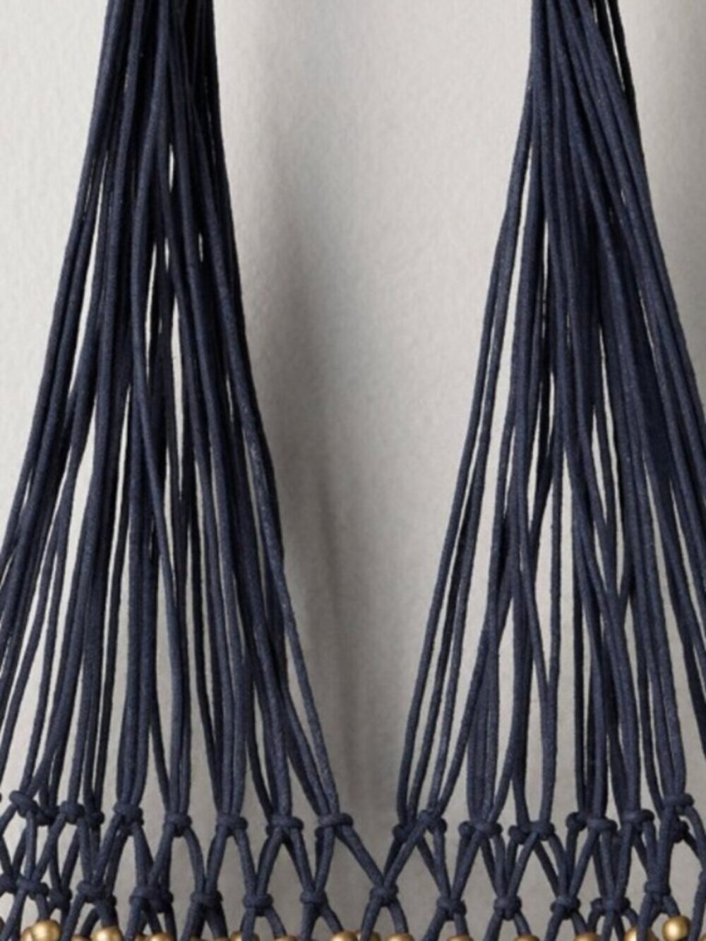 FREE PEOPLE Wishing Well Beaded Macrame Net Tote Bag Navy Blue NWT - Picture 4 of 5